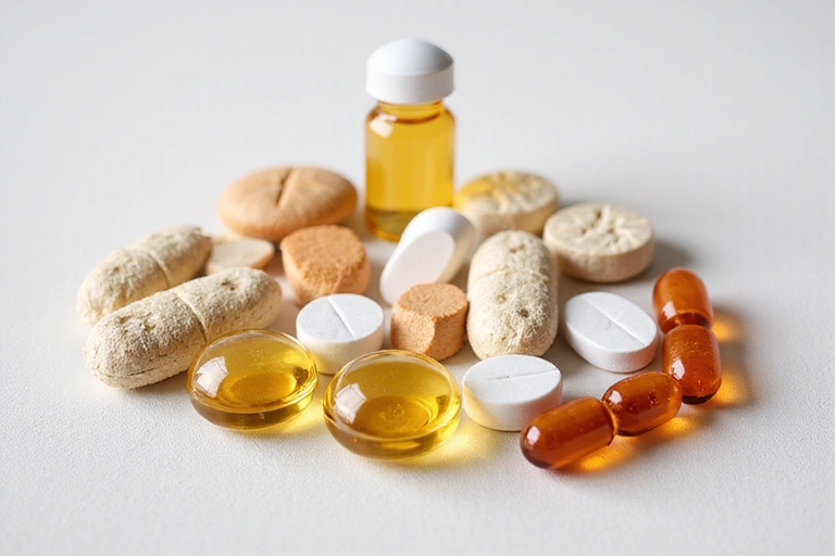 Suplimente alimentare aranjate ordonat, reprezentând rolul vitaminelor și mineralelor